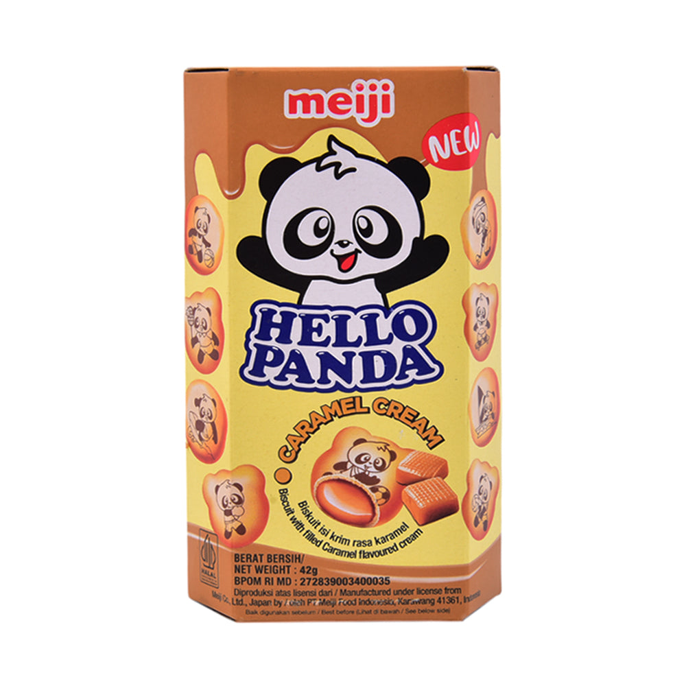 MEIJI HELLO PANDA BISCUIT CARAMEL CREAM 42 GM