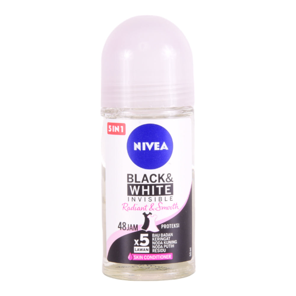 NIVEA DEODORANT BLACK & WHITE INVISIBLE RADIANT SMOOTH 50 ML