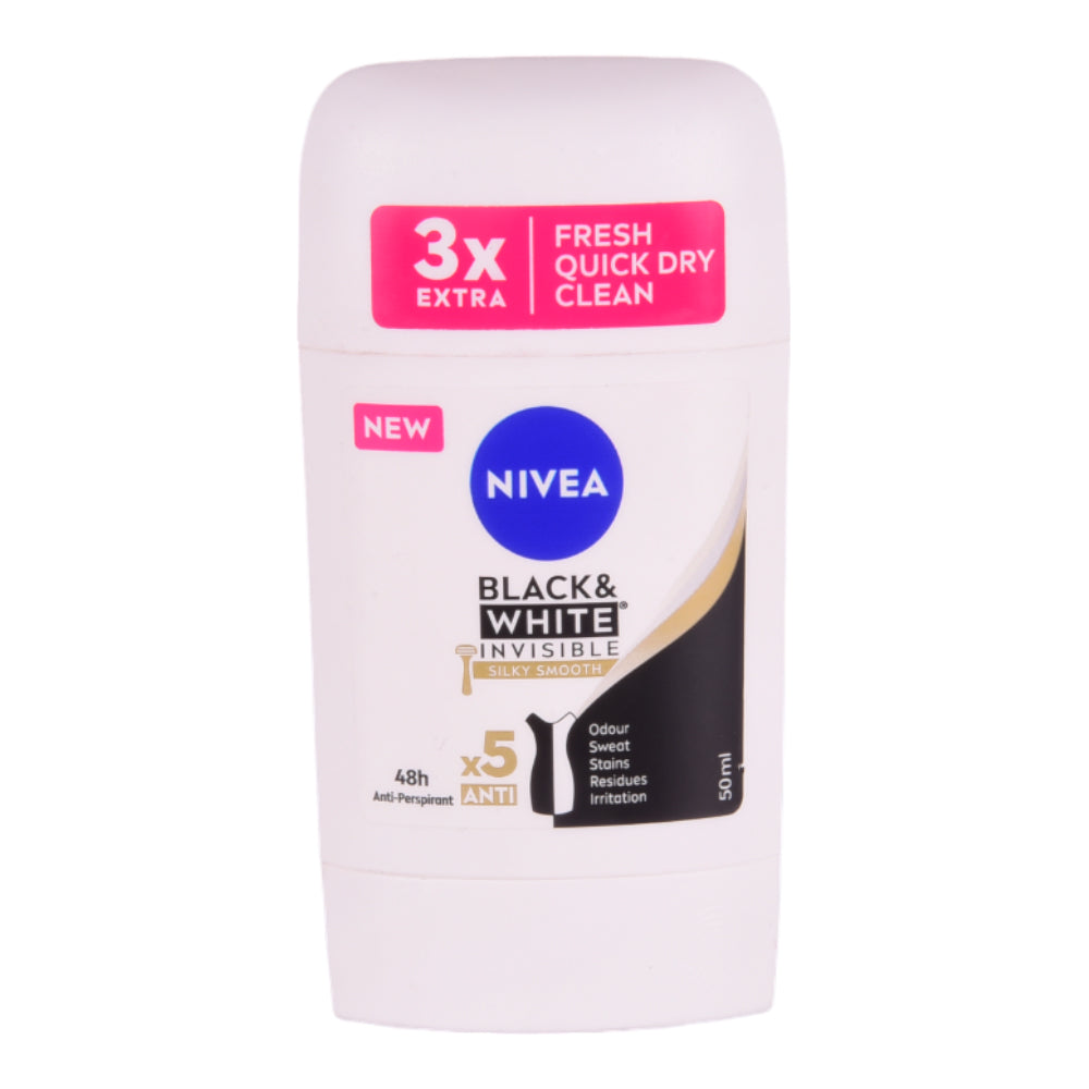 NIVEA DEODORANT ROLL ON STICK B&W INVISBLE SILKY SMOOTH 50ML