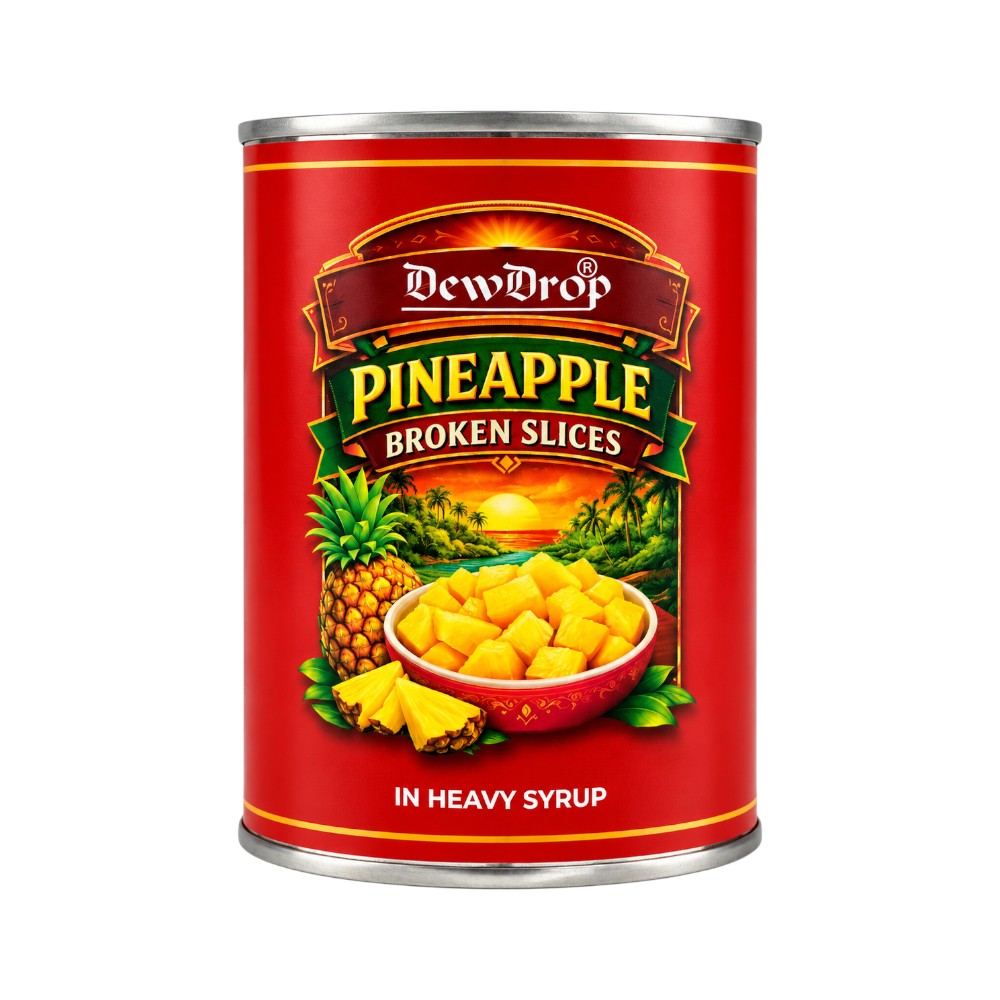 DEWDROP PINEAPPLE BROKEN SLICES IN HEAVY SERUP 565 GM BASIC