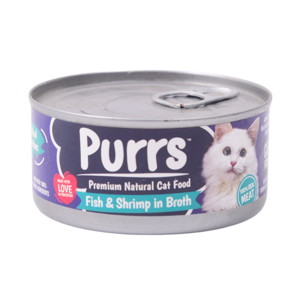 PURRS CAT FOOD FISH & SHRIMP IN BROTH 130 GM