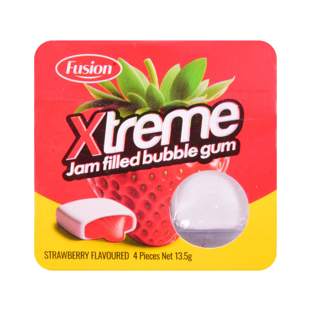 FUSION XTREME JAM FILLED BUBBLE GUM STRAWBERRY FLAVOUR 13.5G