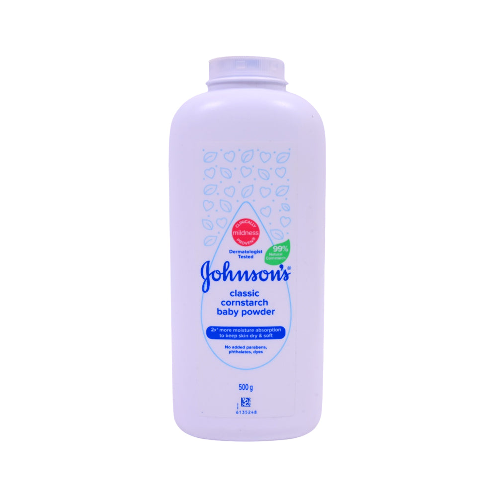 JOHNSONS BABY POWDER CLASSIC CORNSTARCH 500G