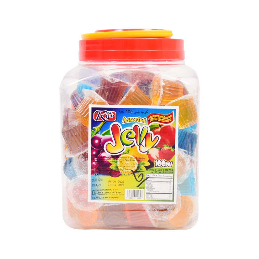 RICO JELLY MIX FRUITS 100PC PLASTIC JAR 100X15 GM