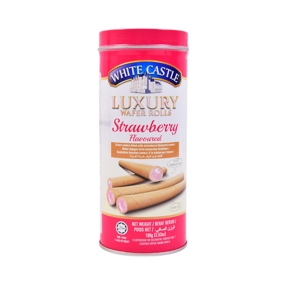 WHITE CASTLE LUXURY WAFERS ROLL STRAWBERRY 100 GM