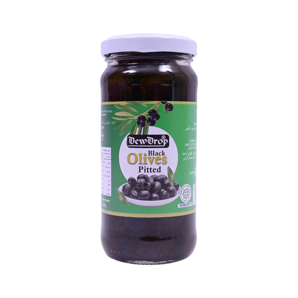 DEW DROP OLIVES BLACK PITTED 220 GM