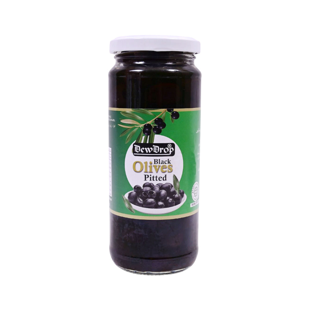 DEW DROP OLIVES BLACK PITTED 330 GM