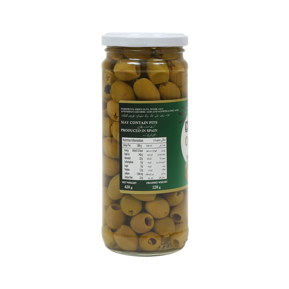 DEWDDROP GREEN OLIVES PITTED 420GM