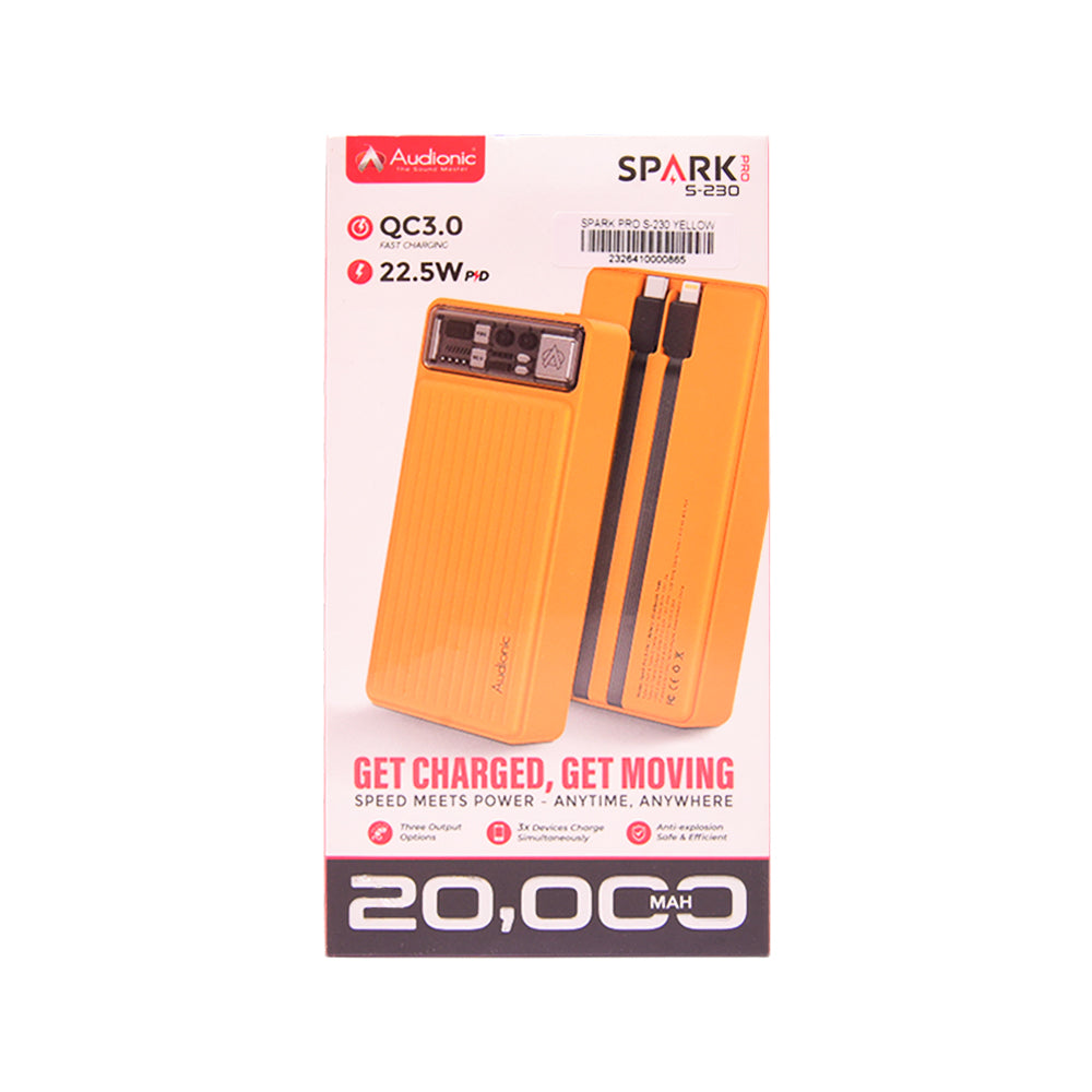 AUDIONIC POWERBANK SPARK PRO S-230 YELLOW 20000 MAH