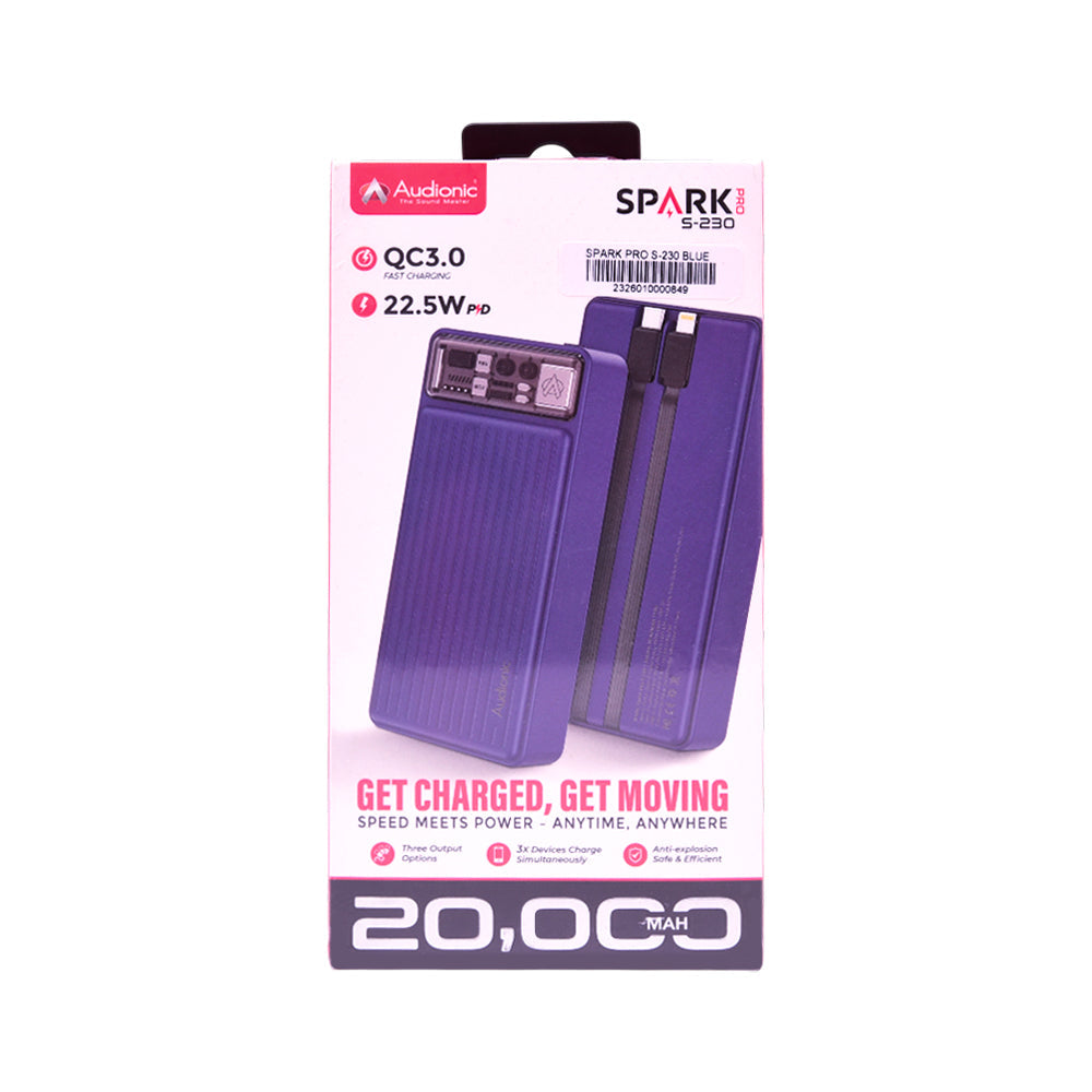 AUDIONIC POWERBANK SPARK PRO S-230 BLUE 20000 MAH