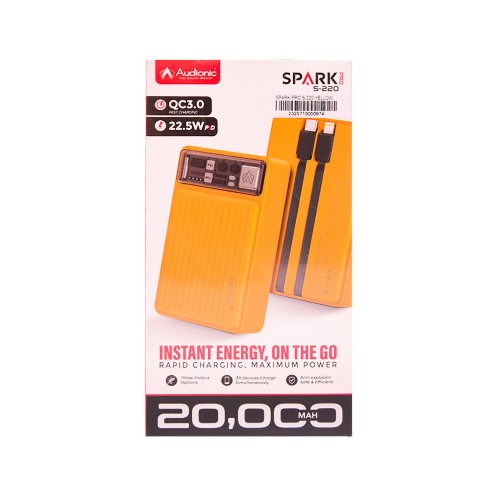 AUDIONIC POWERBANK SPARK PRO S-220 YELLOW 20000 MAH