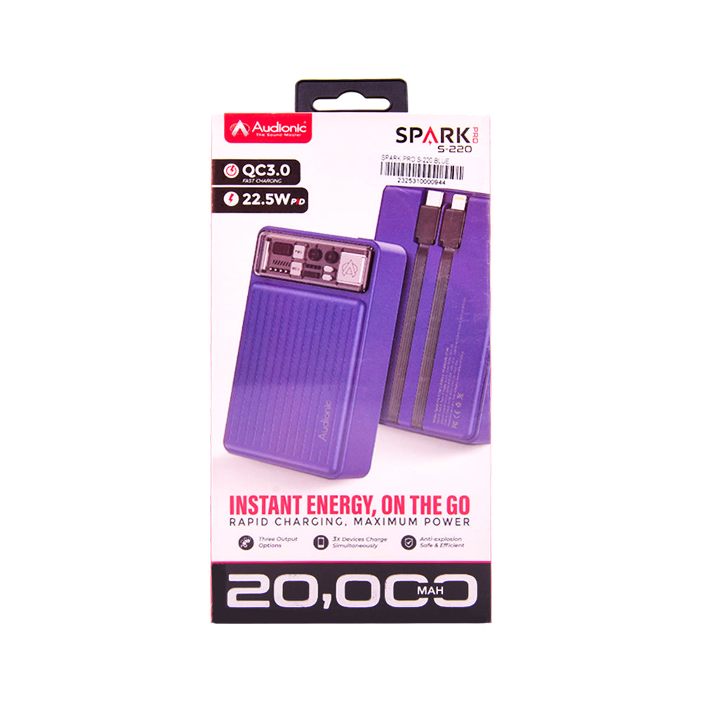 AUDIONIC POWERBANK SPARK PRO S-220 BLUE 20000 MAH