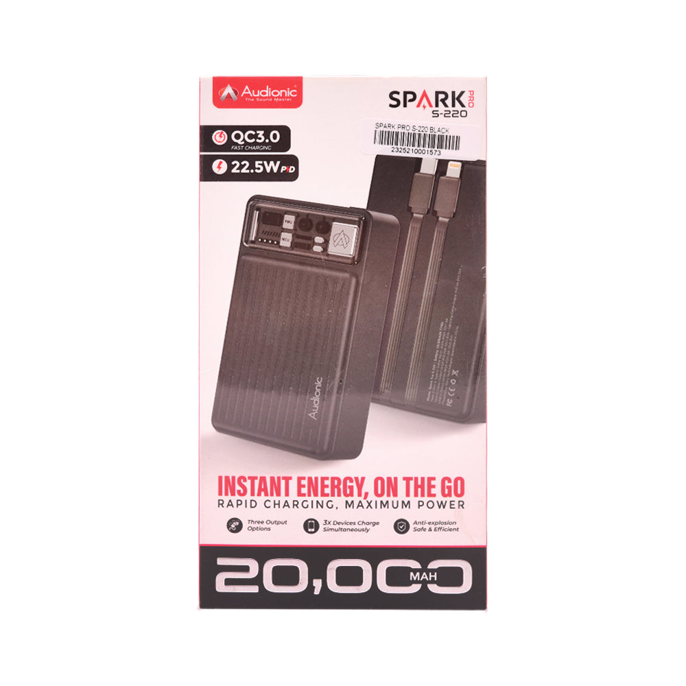 AUDIONIC POWERBANK SPARK PRO S-220 BLACK 20000 MAH