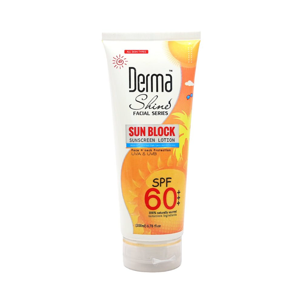 DERMA SHINE SUNBLOCK SPF 60++ TUBE 200GM PC