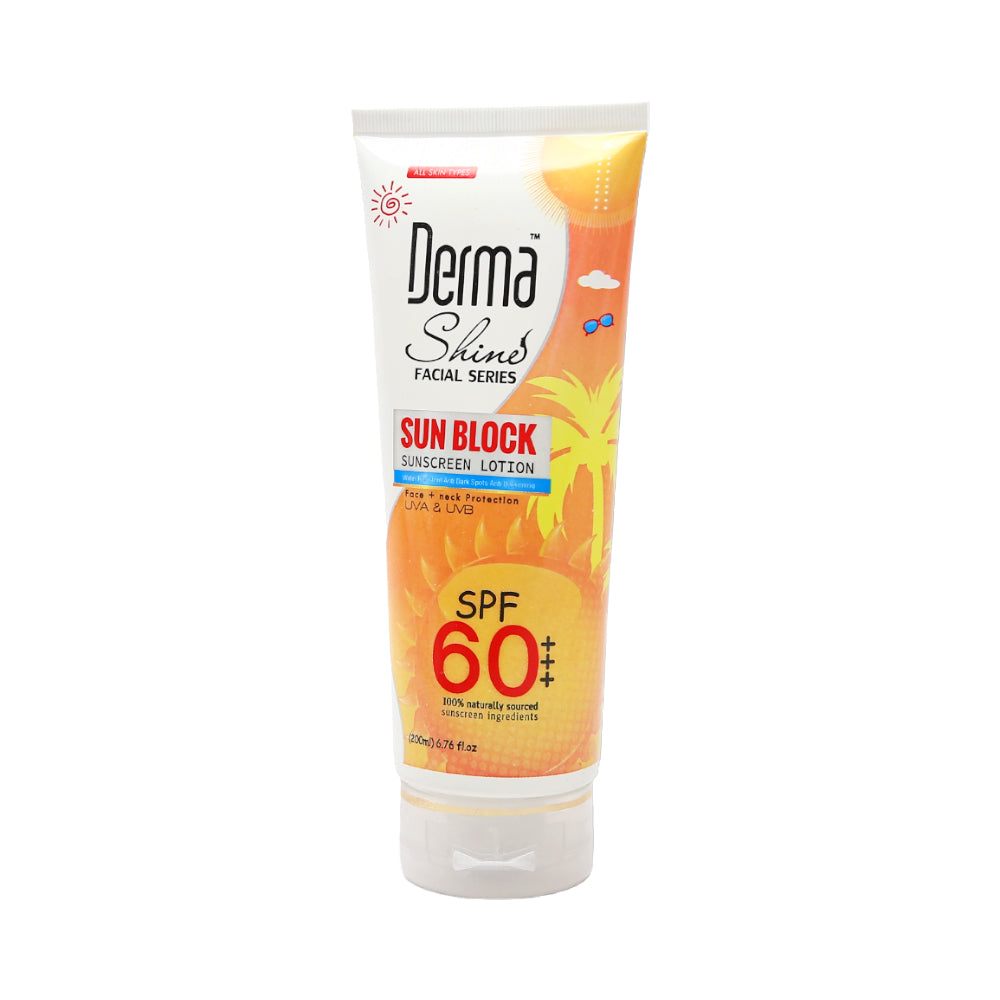 DERMA SHINE SUNBLOCK SPF 60++ TUBE 200GM PC