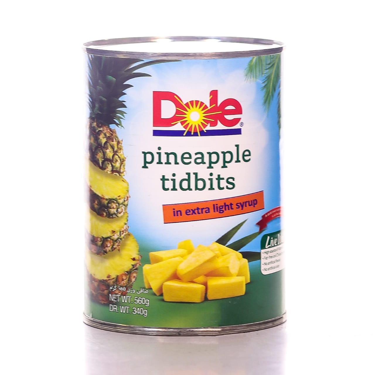 DOLE PINEAPPLE TIDBITS IN EXTRA LIGHT SYRUP 565 GM