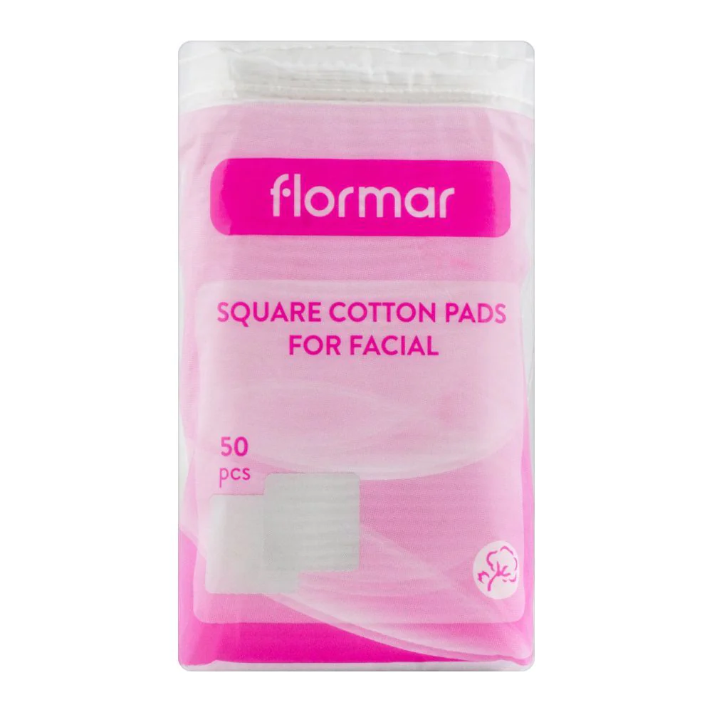FLORMAR SQUARE COTTON PADS FO FACIAL 50 PCS