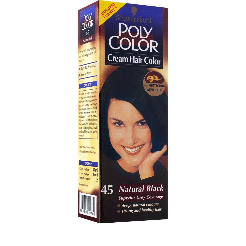 Poly Color 45 POLY COLOR HAIR COLOR 45 NATURAL BLACK PC 45 ML – Al-Fatah