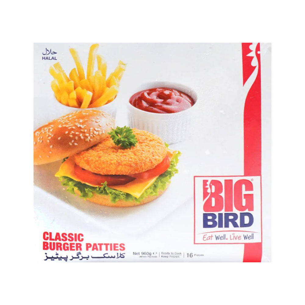 BIG BIRD CLASSIC BURGER PATTIES 16 PCS 960 GM