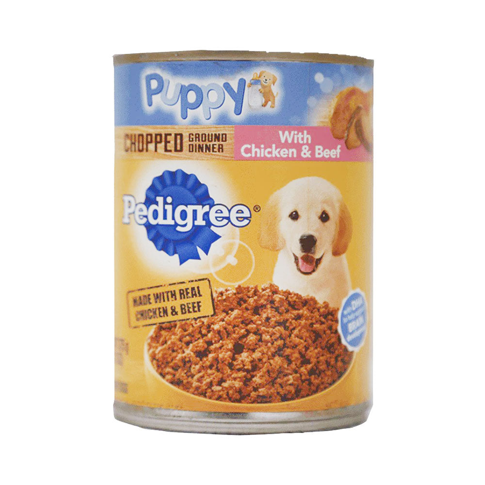 PEDIGREE DOG FOOD PUPPY CHOPPED CHICKEN & BEEF TIN 375 GM