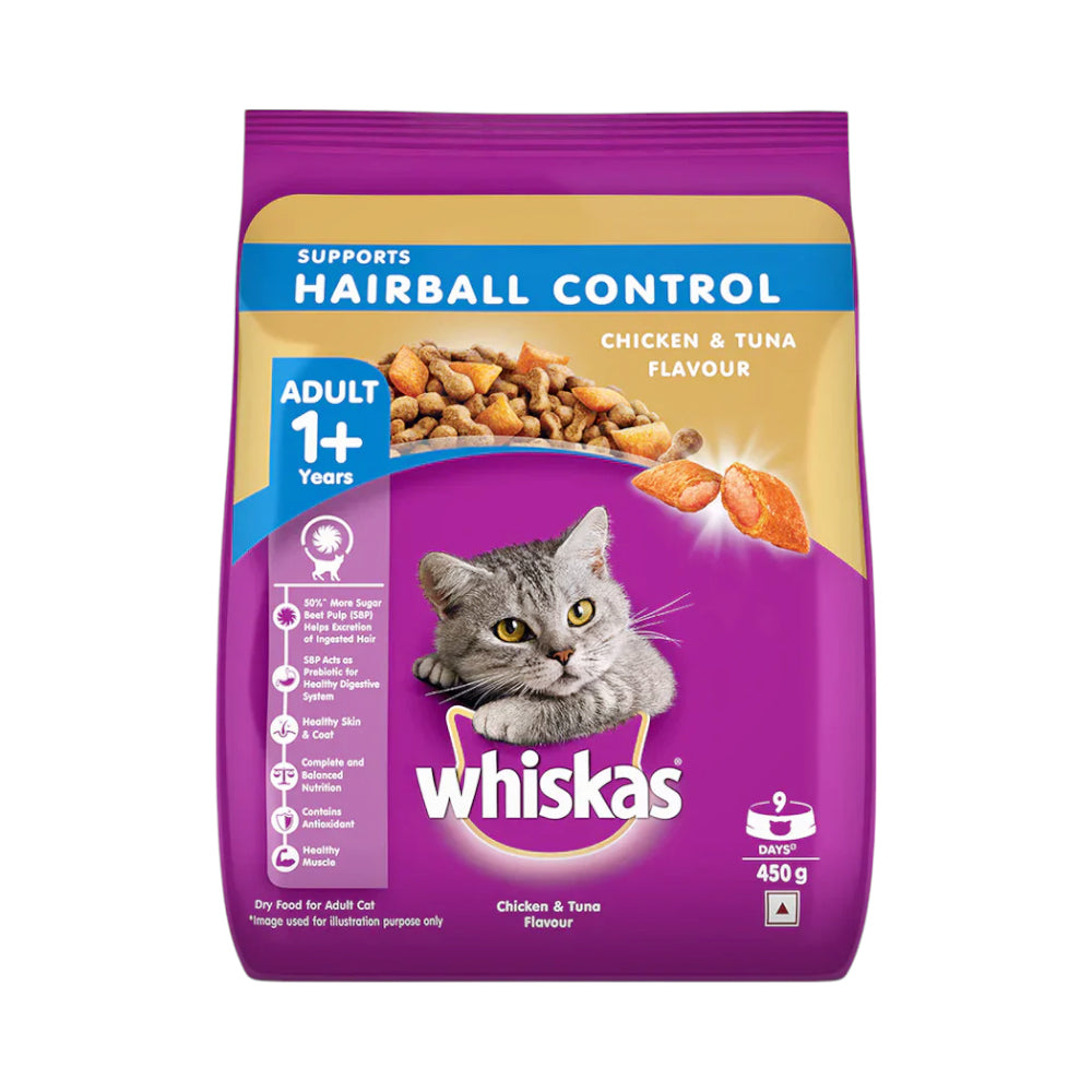 WHISKAS CAT FOOD ADULT CHICKEN & TUNA 1+YEAR 450 GM