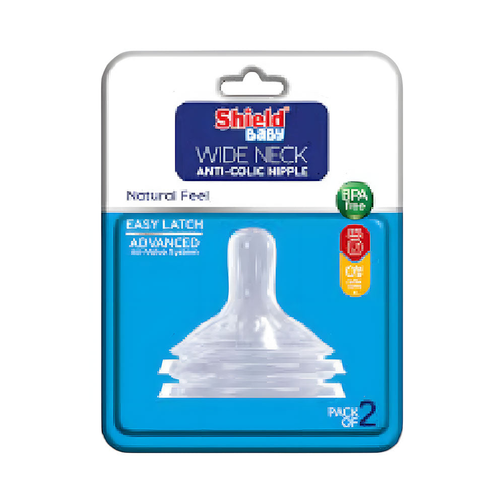 SHIELD WIDE NECK ANTICOLIC NIPPLE  6+ MONTHS  Fast FLOW 2PCS