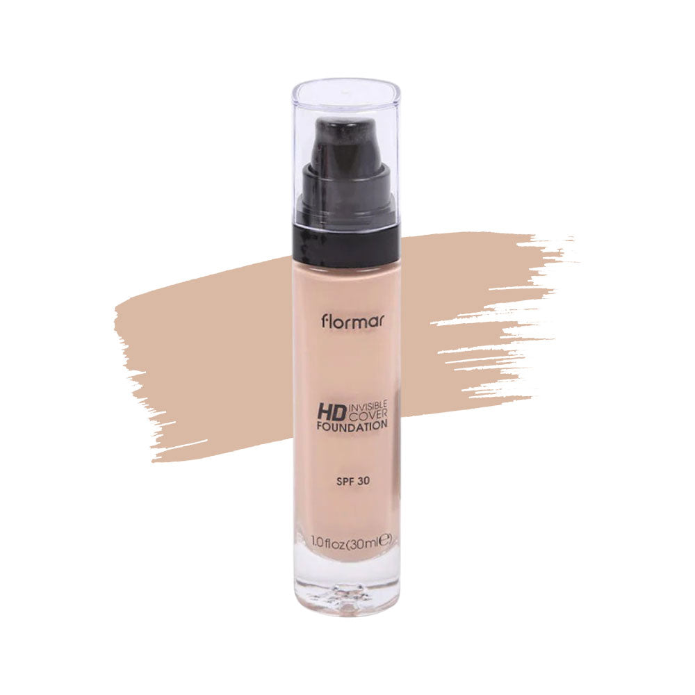 FLORMAR INVISIBLE COVER HD FOUNDATION LIGHT IVORY 40 PC