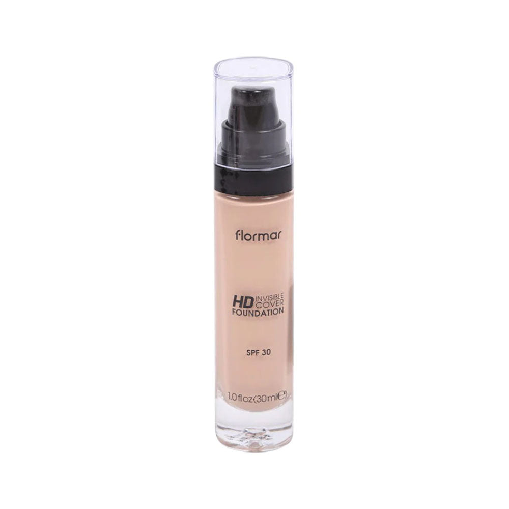 FLORMAR INVISIBLE COVER HD FOUNDATION LIGHT IVORY 40 PC