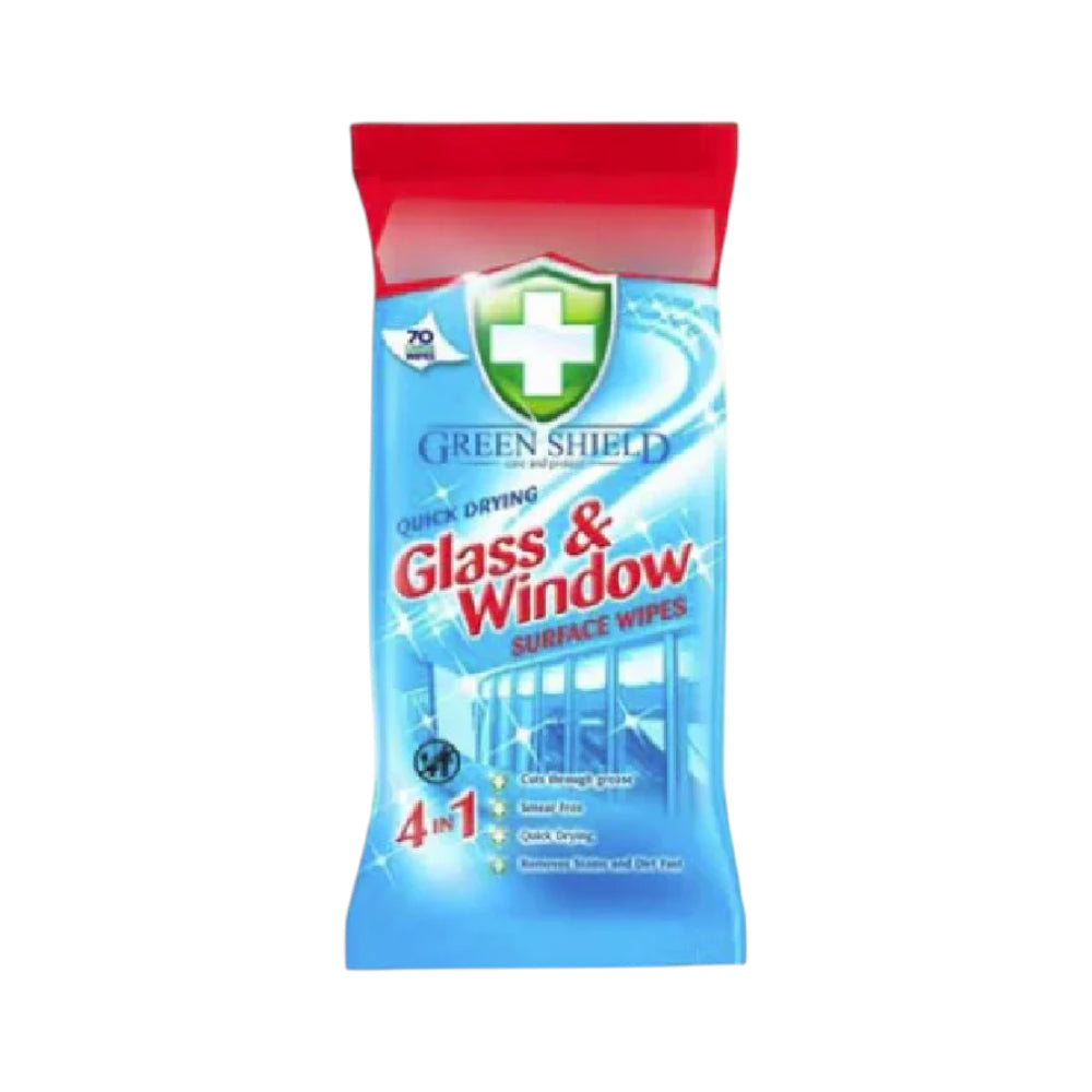 GREEN SHIELD WIPES GLASS AND WINDOW SURFACE 70PC