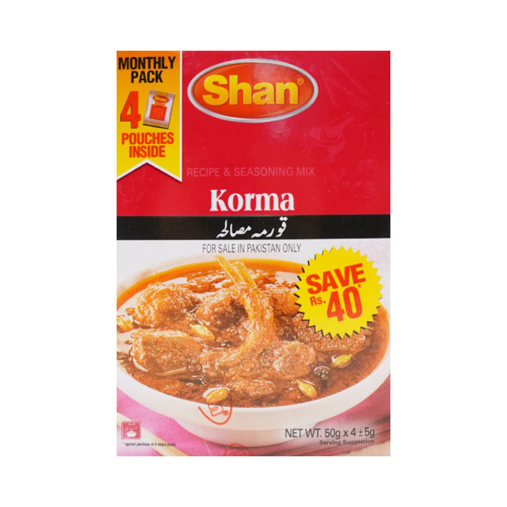 SHAN KORMA MASALA MONTHLY PACK 4X50 GM