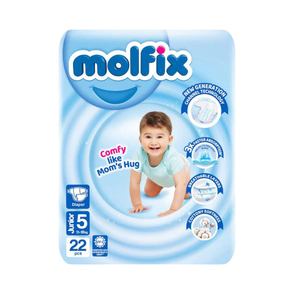 MOLFIX DIAPERS JUNIOR NO5 11-18 KG 22 PCS