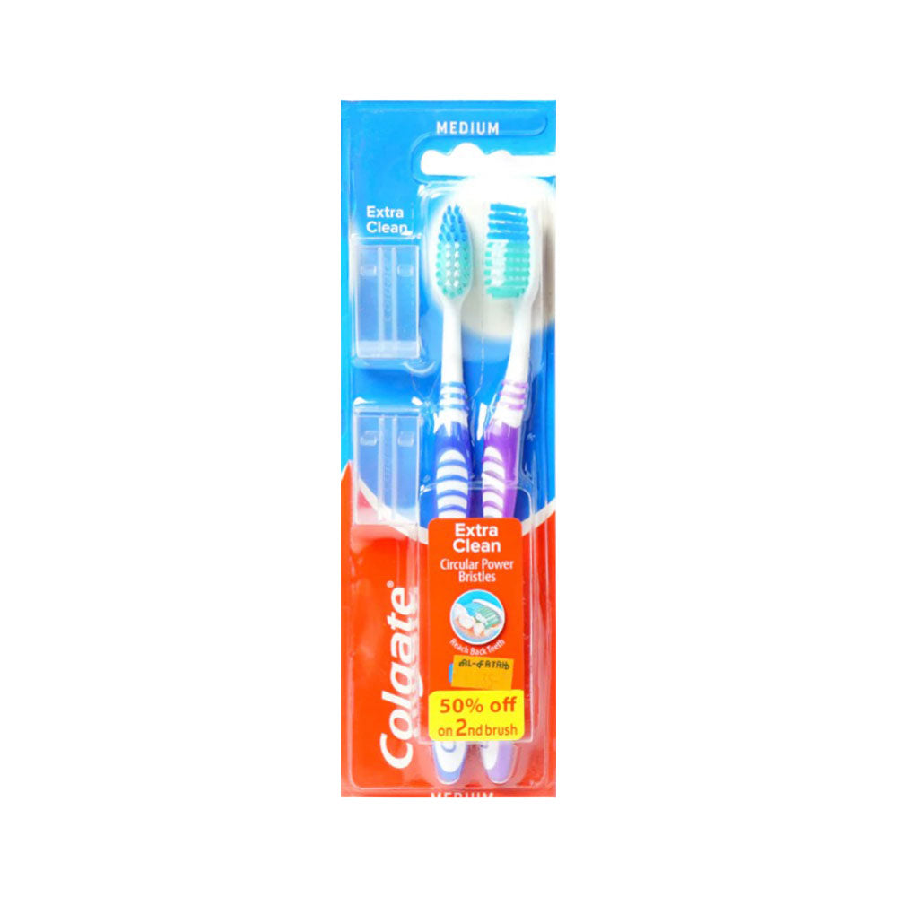COLGATE TOOTH BRUSH EXTRA CLEAN TWIN PACK MEDIUM
