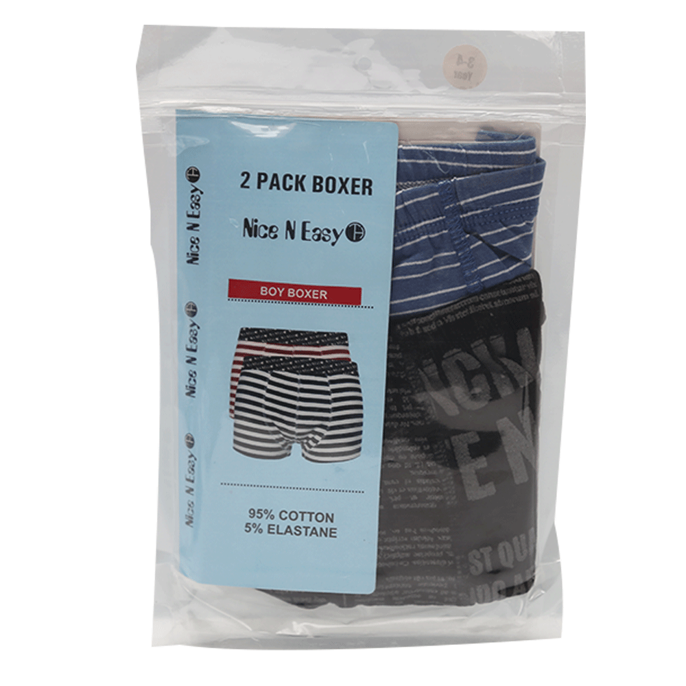 BOYS BOXER 2PC PACK NICE & EASY 3-4 YEAR HC-032