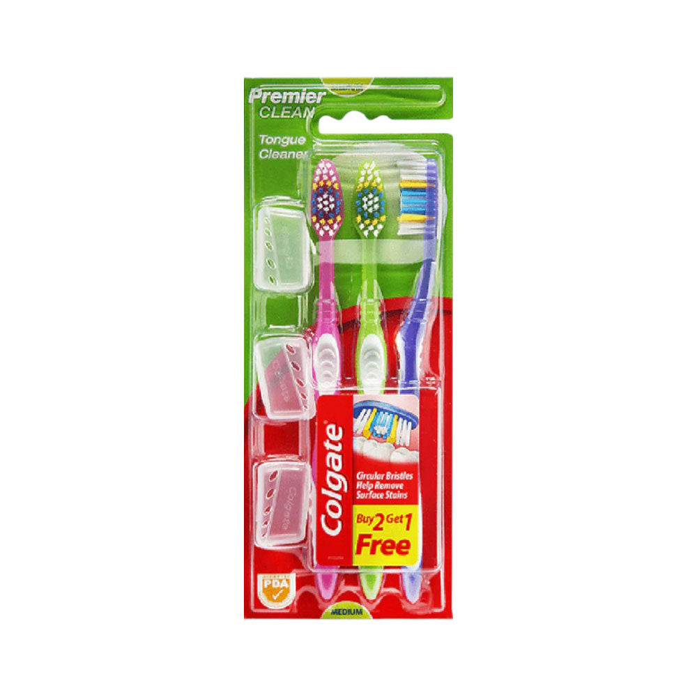 COLGATE TOOTH BRUSH PREMIER CLEAN MEDIUM BUY2 GET1 FREE