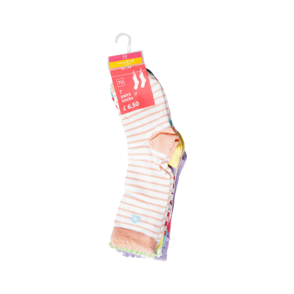 GIRLS SOCKS PACK OF 7 MW-20 9-12M