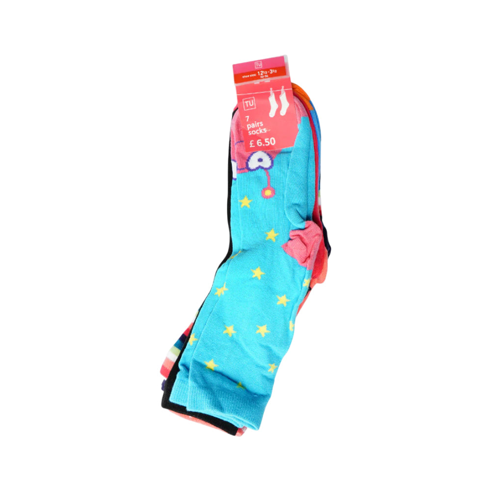 GIRLS SOCKS PACK OF 7 MW-20 12-3.5M