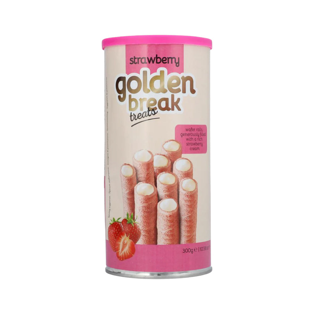 GOLDEN BREAK WAFER TREATS STRAWBERRY TIN 300 GM
