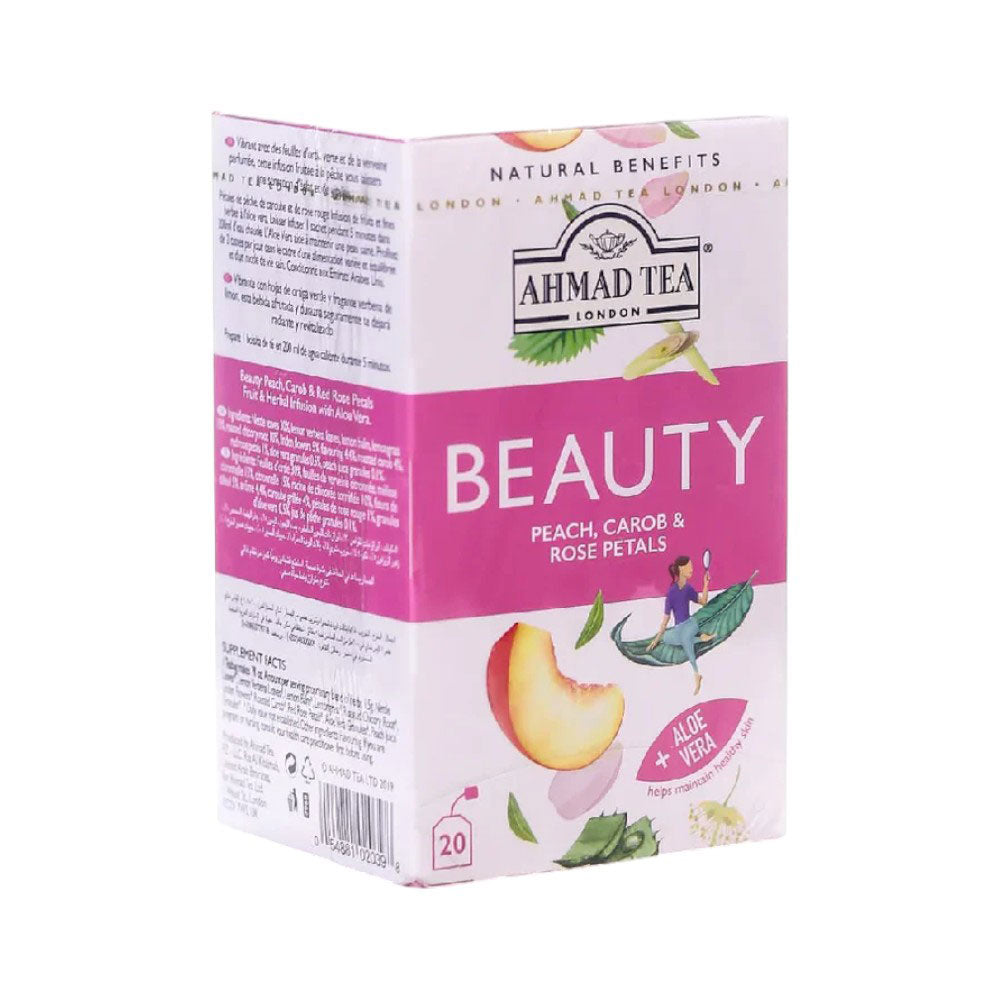 AHMAD TEA BAGS BEAUTY PEACH CAROB & ROSE PETAL 20S 30 GM