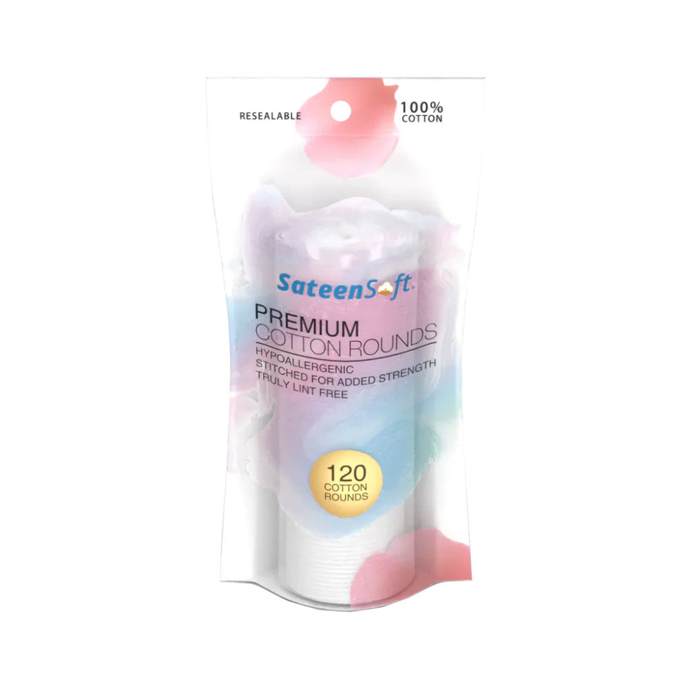 SATEENSOFT COSMETICS PADS COTTON ROUNDS 120S