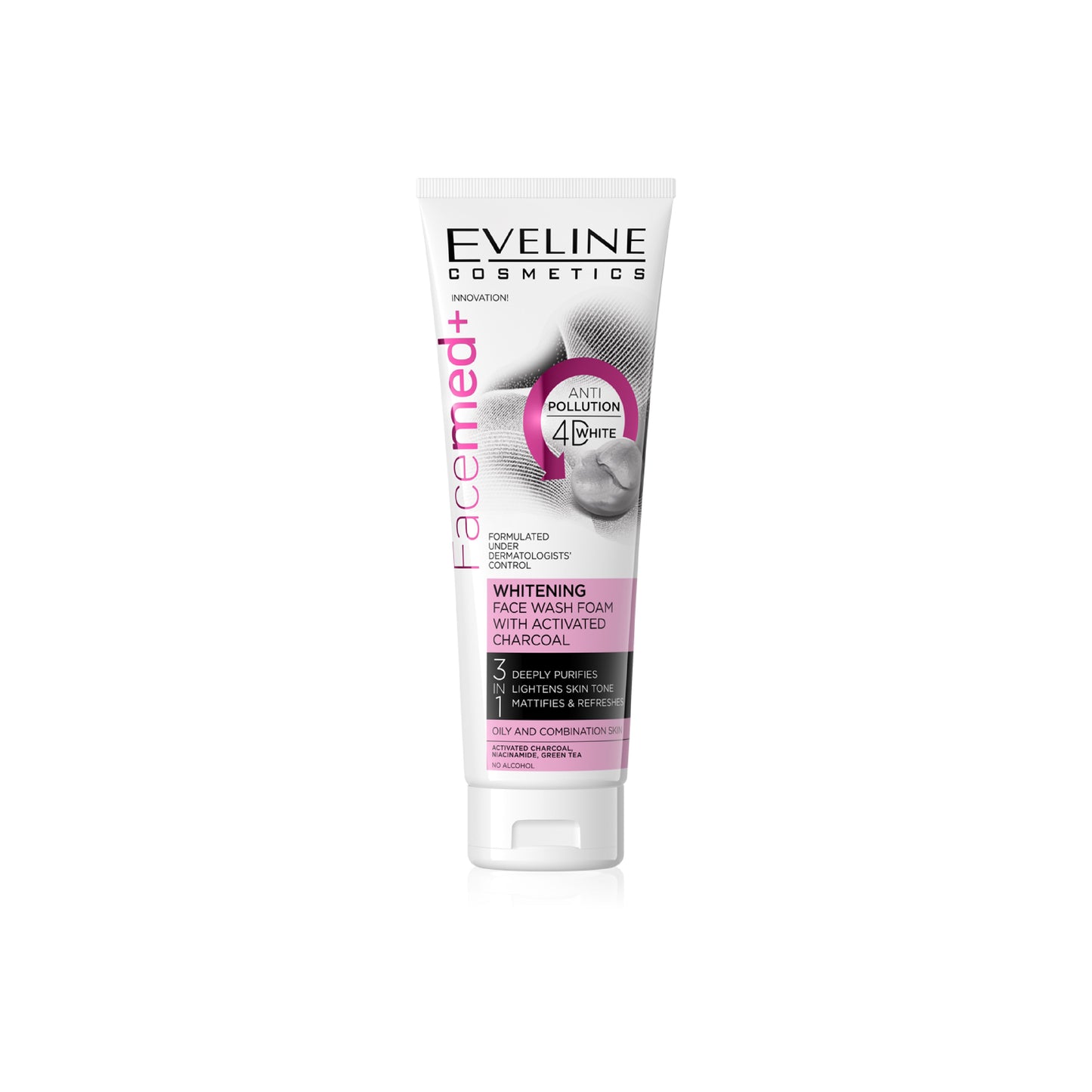 EVELINE FACEMED WITHENING FACE WASH FOAM CHARCOAL 100 ML