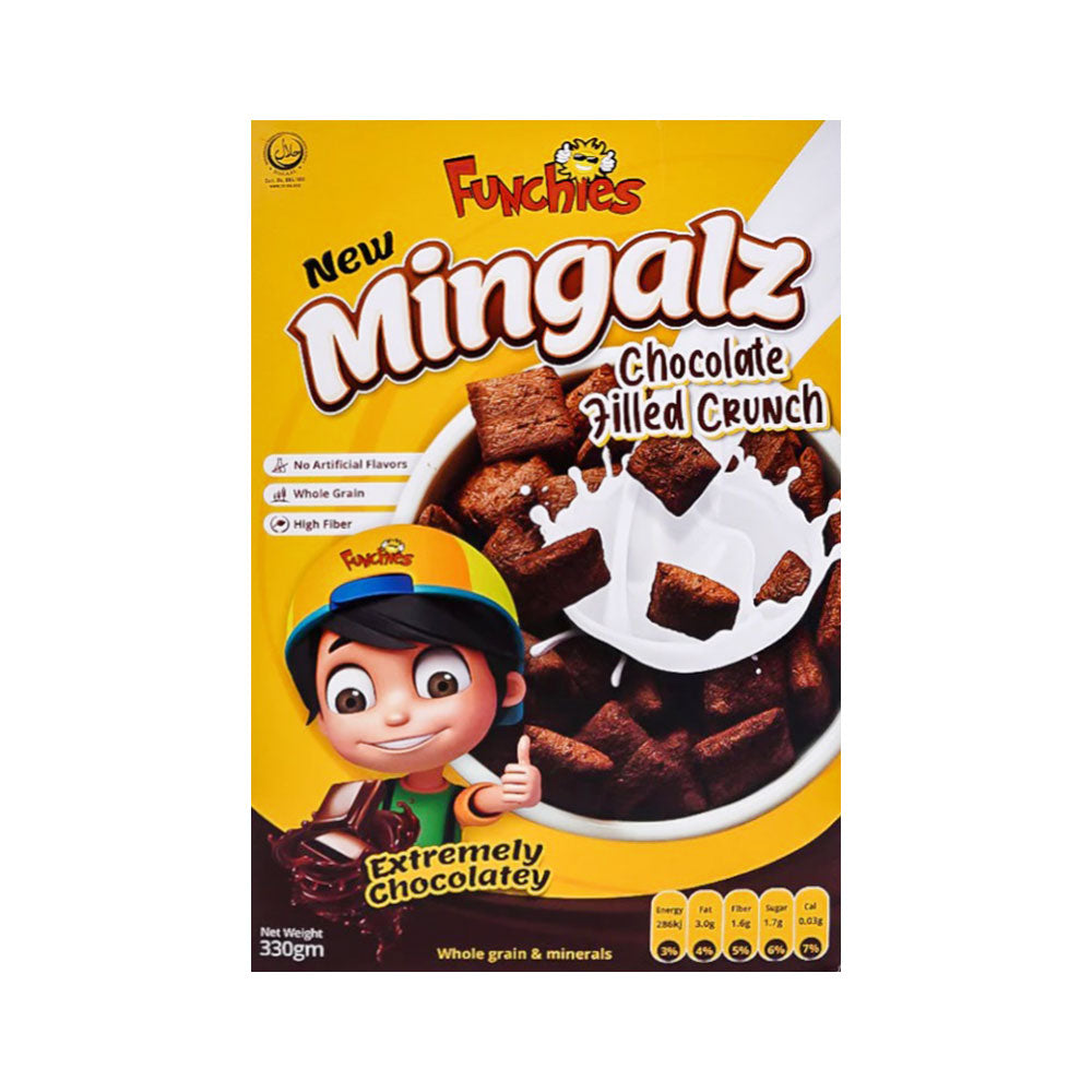 FUNCHIES YELLOW MINGALZ CEREAL CHOCOLATE FILLED CRUNCH 330 G