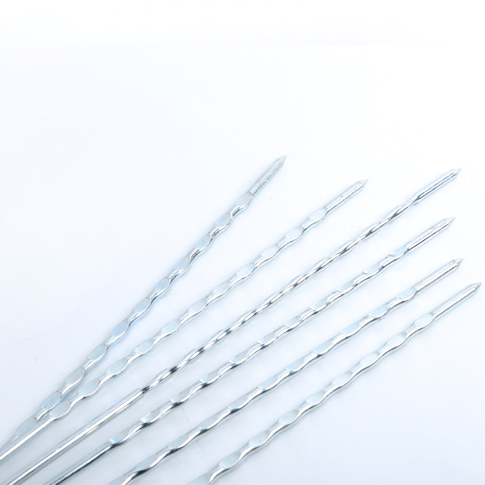 BAR B Q STICK SET 6PC STEEL 16INCH ROD HANDLE