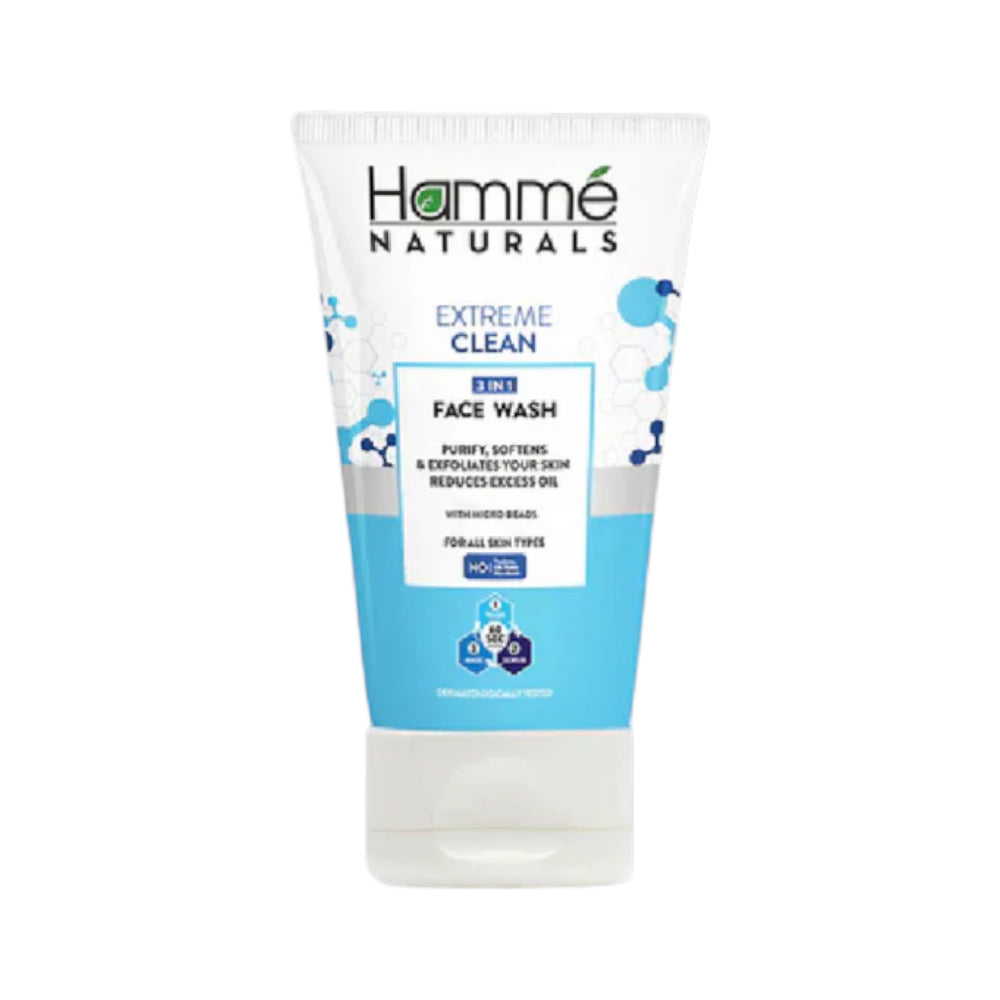 HAMME NATURALS EXTREME CLEAN 3IN1 FACE WASH 100ML