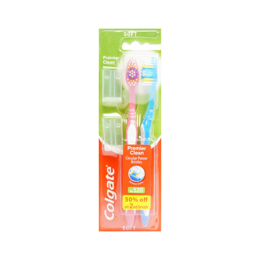COLGATE TOOTH BRUSH PREMIER CLEAN TWIN PACK SOFT
