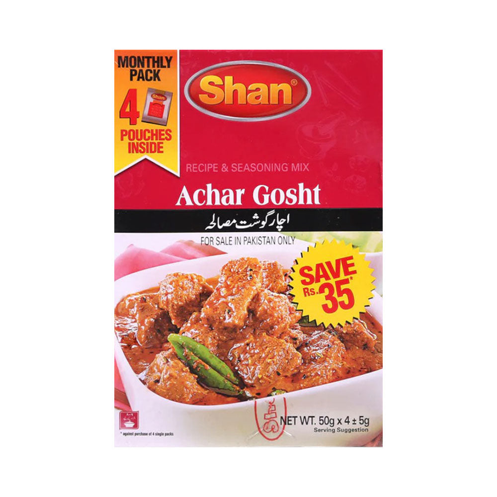 SHAN ACHAR GOSHT MASALA MONTHLY PACK 4X50 GM