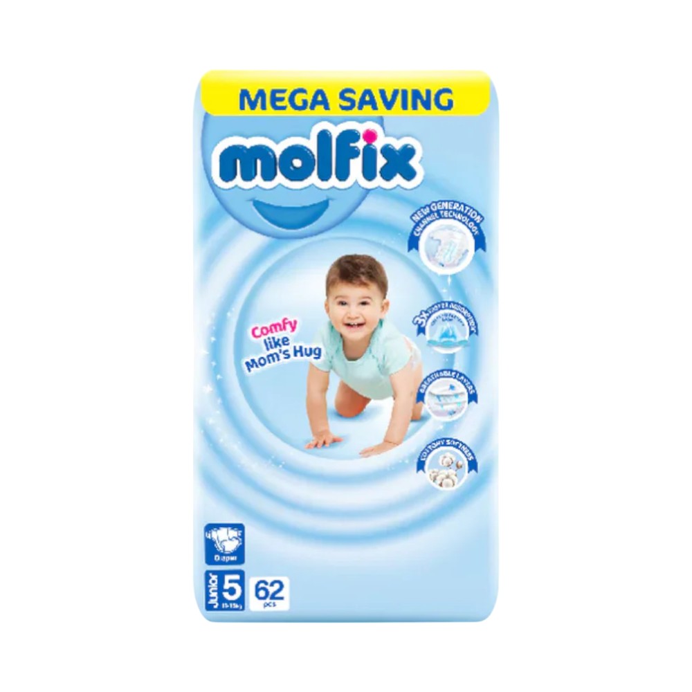 MOLFIX DIAPERS 5 JUNIOR 11-18 KG 62 PCS