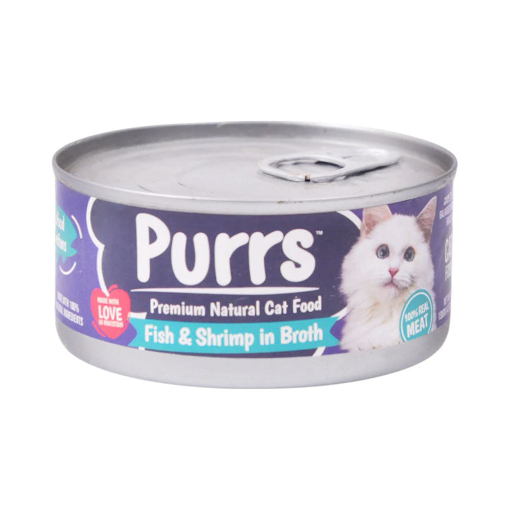 PURRS CAT FOOD FISH & SHRIMP IN BROTH 130 GM