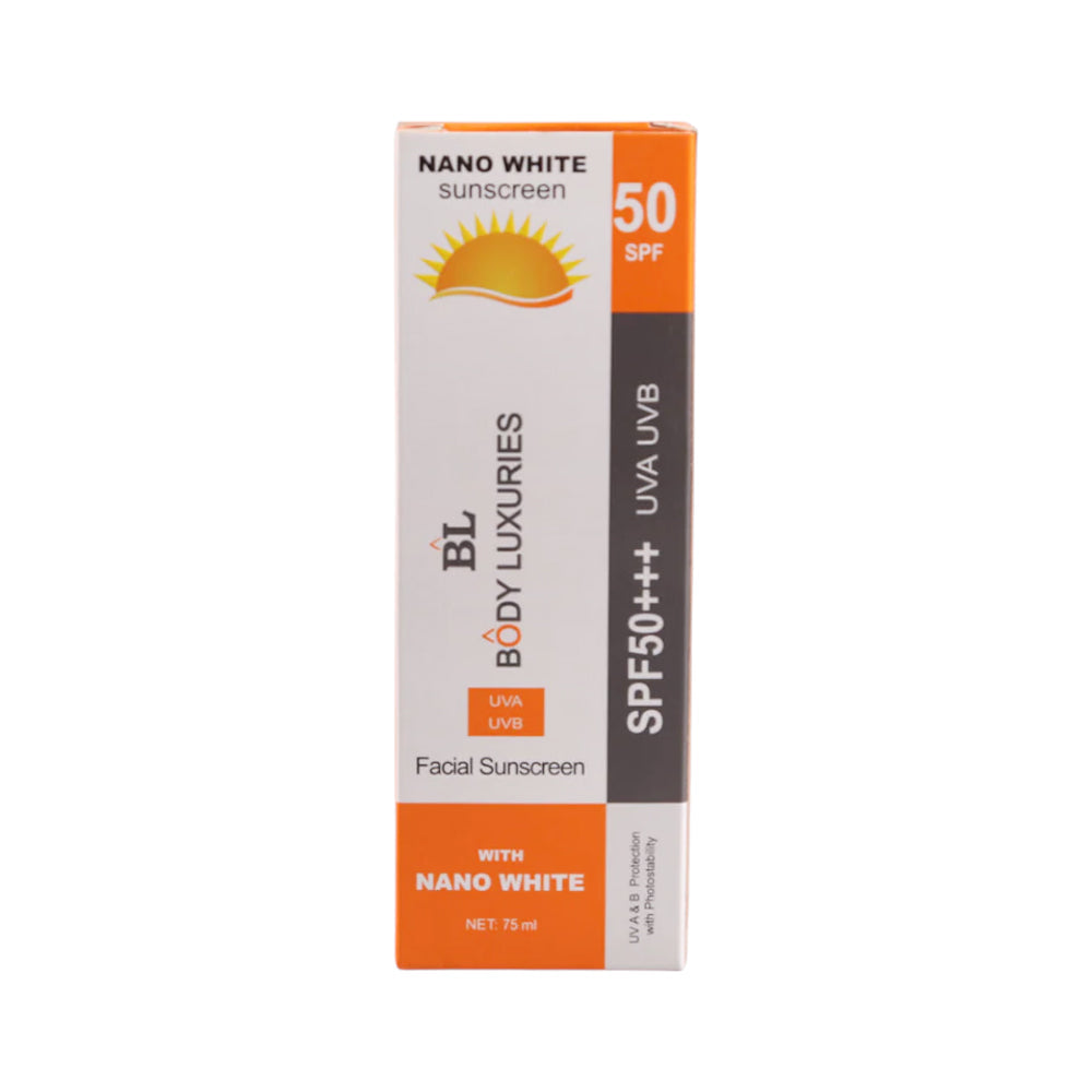 BODY LUXURIES NANO WHITE SUNBLOCK SPF 50 75ML