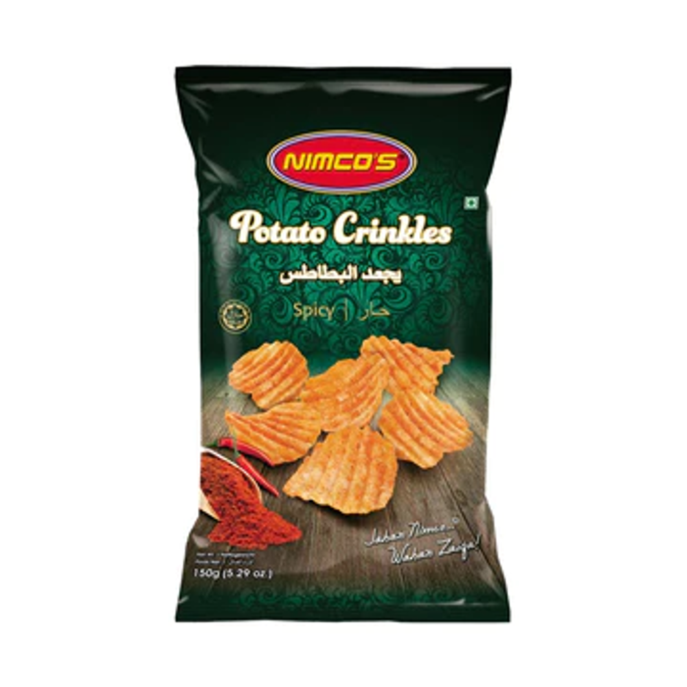 NIMCOS POTATO CRINKLES SPICY CHIPS 150 GM