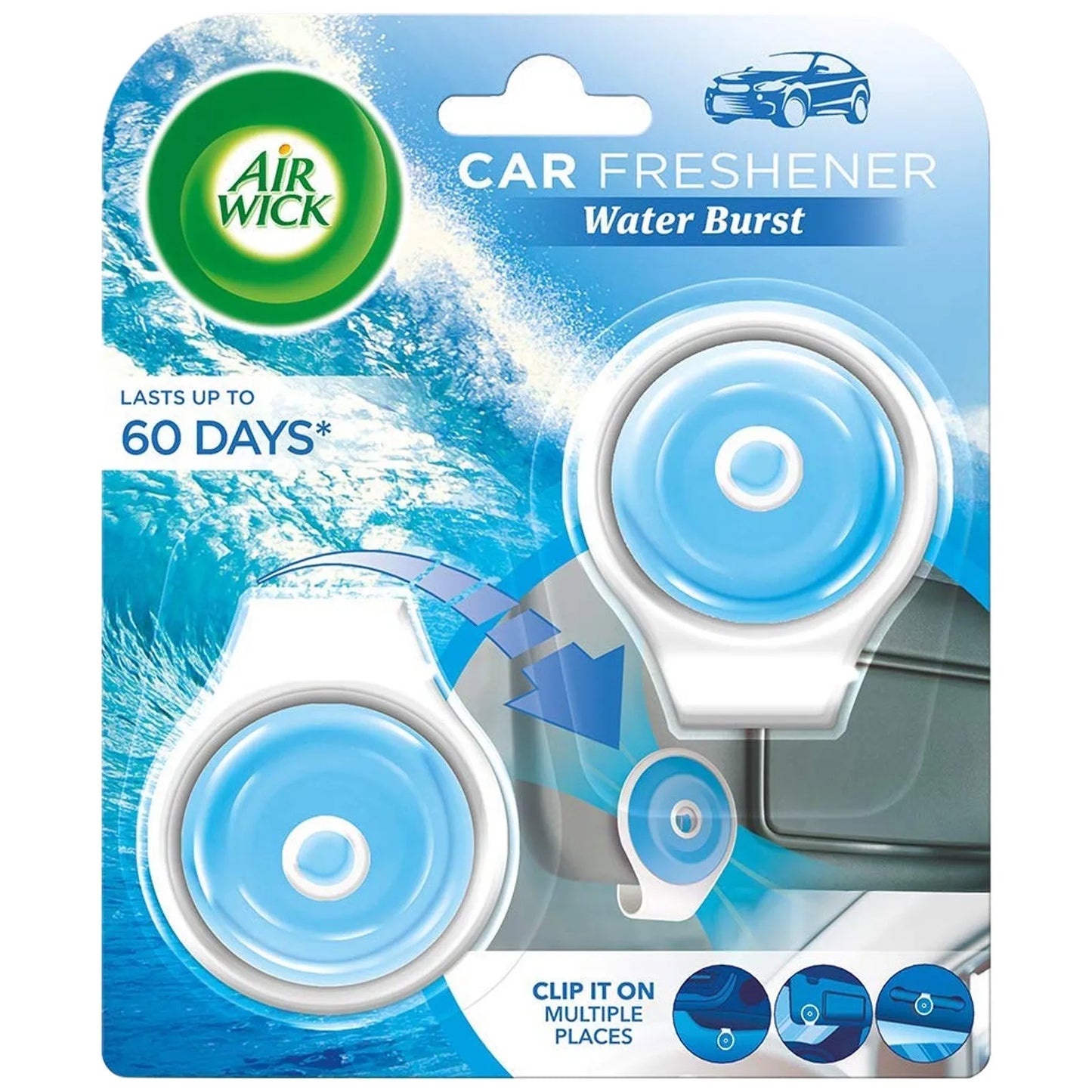 AIR WICK CAR AIR FRESHNER WATER BURST 60 DAYS 2 PC 2X9 GM